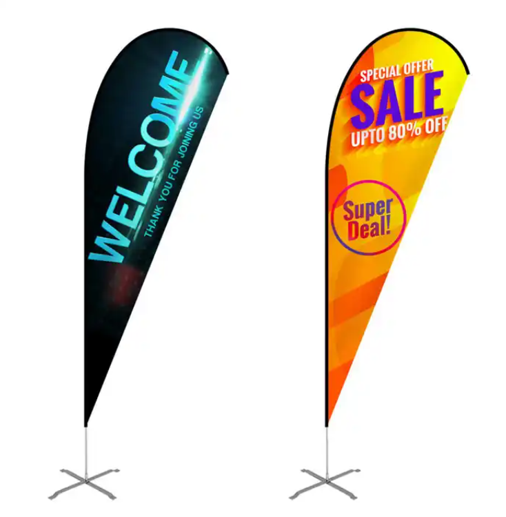 Outdoor Flying Wind Polyester Beach Feather Flags Banners Double Sided Printed Promotion Business Advertising Flag